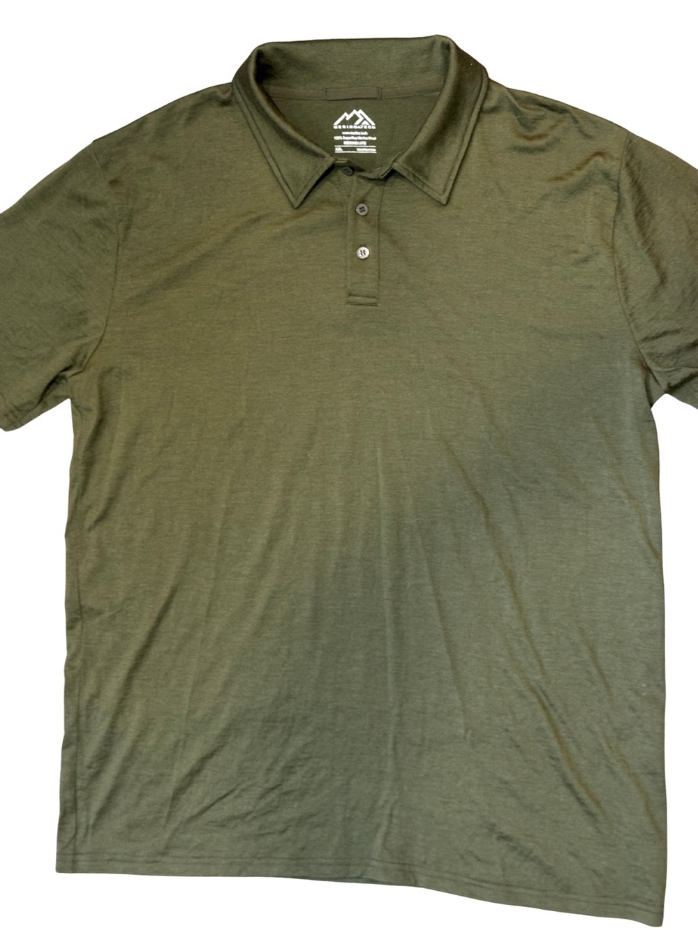 Men's 100% Merino Wool Olive Green Polo Shirt - Performance Fabric